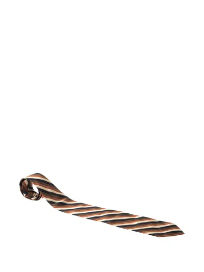 Pre-owned Brioni Vintage 2024 Striped Silk Tie In Brown