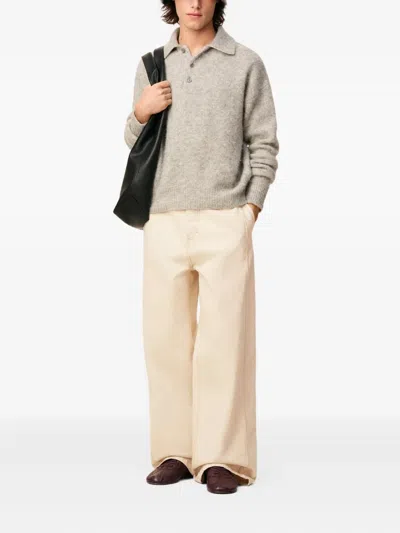Ami Alexandre Mattiussi Ami Paris Jean Wide Fit Avec Bandes Laterales In Neutral