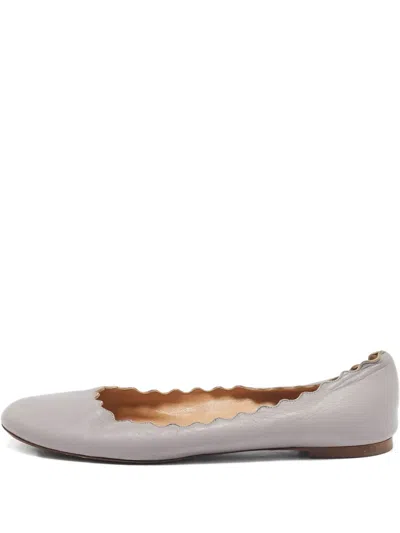 Pre-owned Chloé Scalloped Leather Ballet Flats