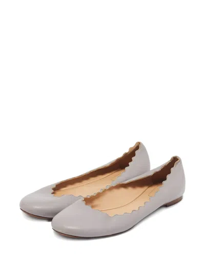 Pre-owned Chloé Scalloped Leather Ballet Flats