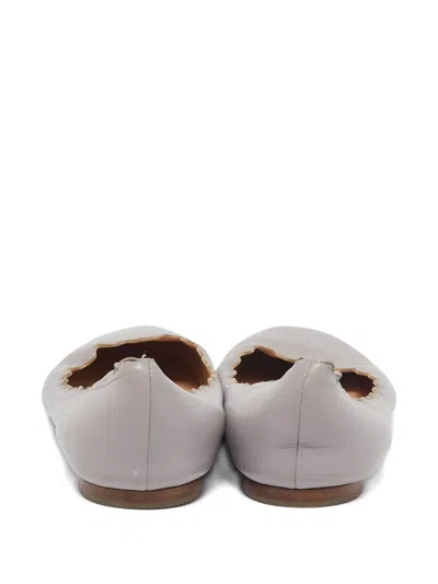 Pre-owned Chloé Scalloped Leather Ballet Flats
