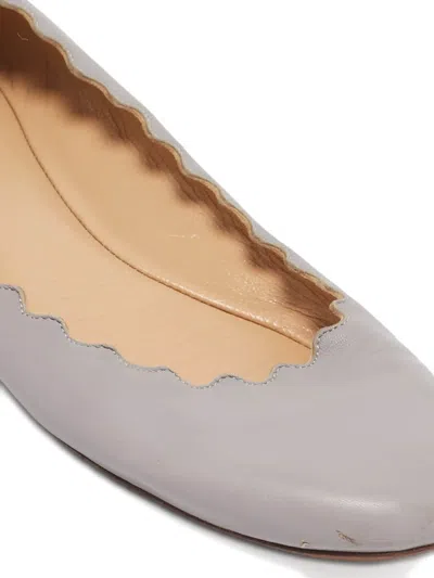 Pre-owned Chloé Scalloped Leather Ballet Flats