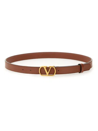 Valentino Belt Adjustable Length Gold-tone Buckle In Brown