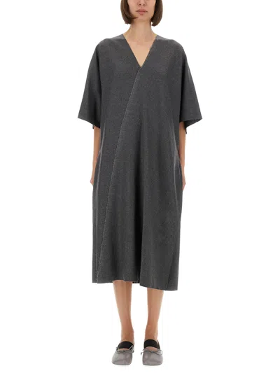 Mm6 Maison Margiela V-neckline Midi Dress Asymmetric Seam