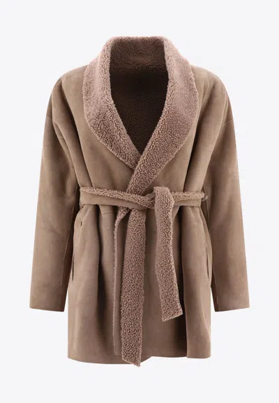 Salvatore Santoro Shearling-trimmed Suede Coat