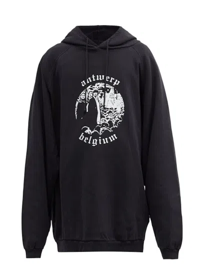 Pre-owned Raf Simons Men's  Archive Redux Aw01 Antwerpprint Cottonjersey Hooded Sweatshirt In Black
