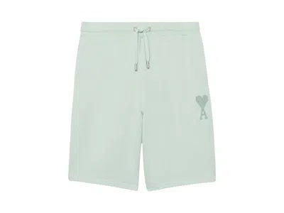 Pre-owned Ami Alexandre Mattiussi Men's Ami Paris Ami De Coeur Toneontone Track Shorts In Aqua In Blue