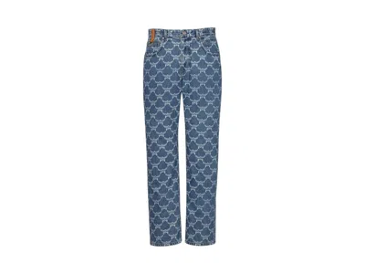 Pre-owned Mcm Lauretos Monogram Denim Jeans In Blue