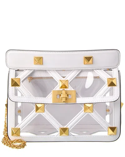 Valentino Roman Stud Medium Leather & Vinyl Shoulder Bag