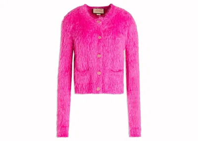Pre-owned Gucci Women's  Brushed Knit Cardigan In Pink