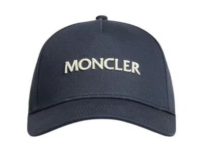 Pre-owned Moncler Men's  Logo Embroidered Baseball Cap In Navy Blue