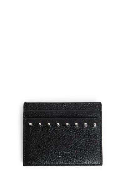 Valentino Rockstud Grainy Calfskin Card Holder