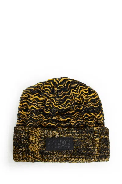Mm6 Maison Margiela Numeric Logo Beanie In Gold