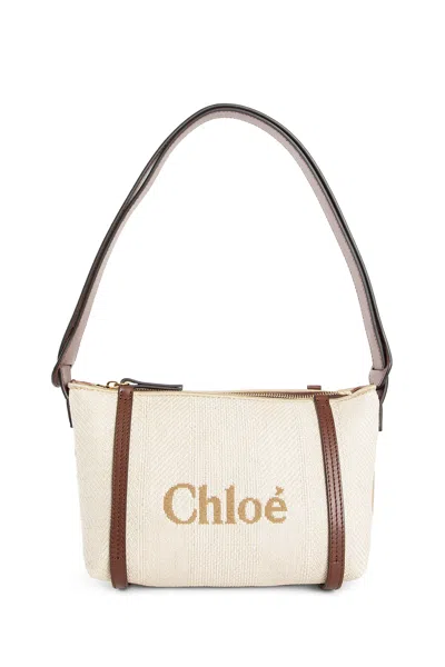 Chloé Structured Canvas Shoulder Bag With Leather Accents