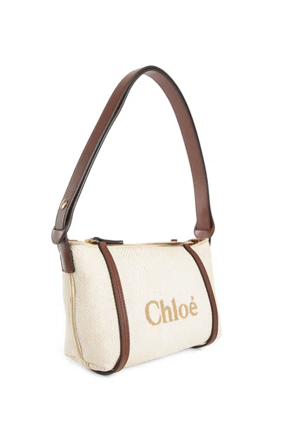 Chloé Structured Canvas Shoulder Bag With Leather Accents