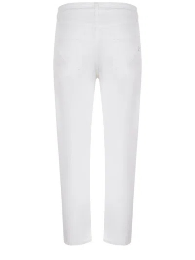 Dondup Cropped Cotton-blend Denim Jeans With Button Detailing In White