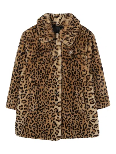 Sonia Rykiel Enfant Leopard-print Faux-fur Coat In Brown