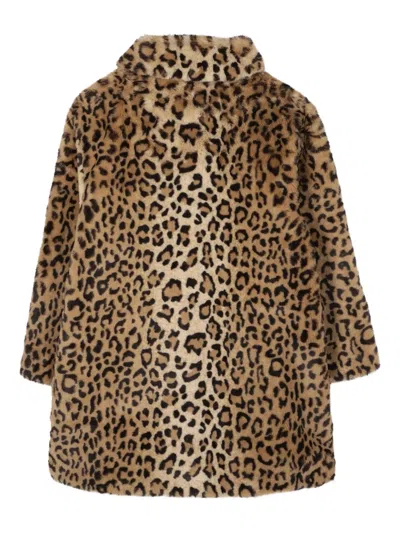Sonia Rykiel Enfant Leopard-print Faux-fur Coat In Brown