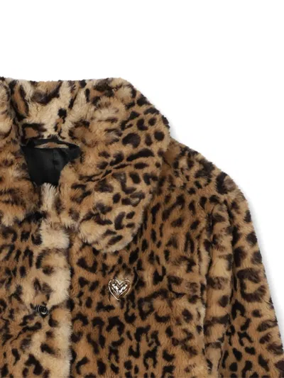 Sonia Rykiel Enfant Leopard-print Faux-fur Coat In Brown