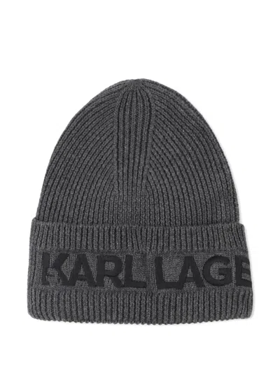 Karl Lagerfeld リブニット ビーニー＆スカーフ In Multi