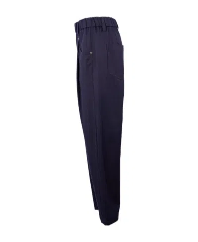 Brunello Cucinelli Elastic Waist Casual Pants In Blue