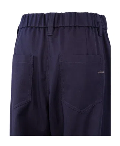 Brunello Cucinelli Elastic Waist Casual Pants In Blue
