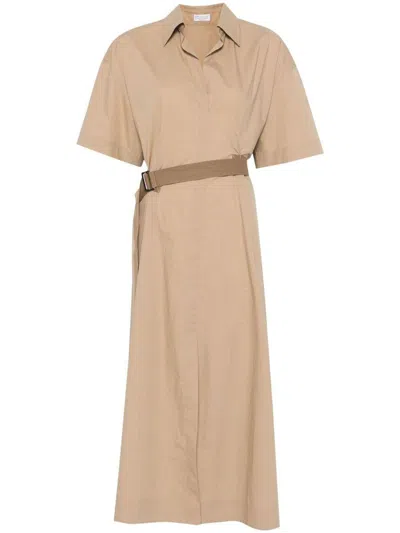 Brunello Cucinelli Cotton Poplin Chemiser Dress With Adjustable Belt