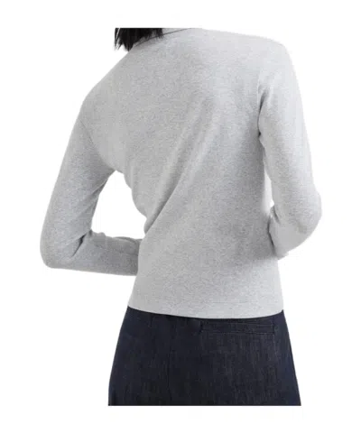 Brunello Cucinelli Ribbed Jersey Top In Gray