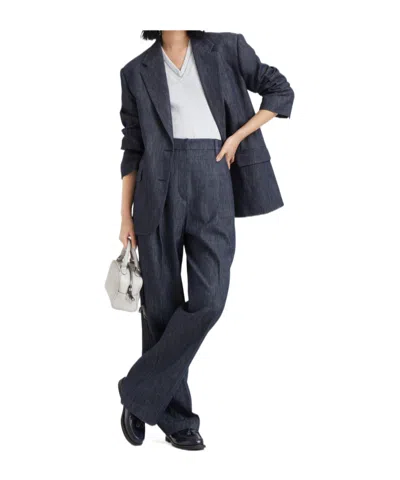Brunello Cucinelli Ribbed Jersey Top In Gray