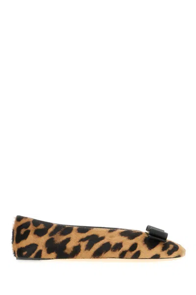 Ferragamo Vanna Leopard-print Calf Hair Ballet Flats