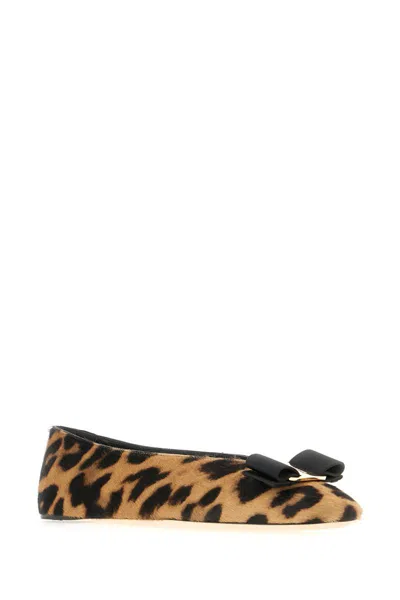 Ferragamo Vanna Leopard-print Calf Hair Ballet Flats
