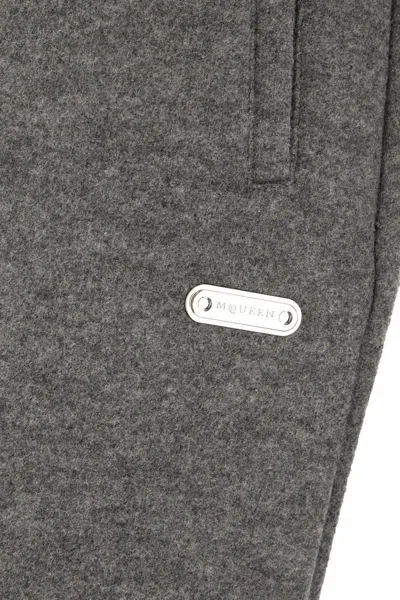 Alexander Mcqueen Grey Wool Blend Joggers In Gray