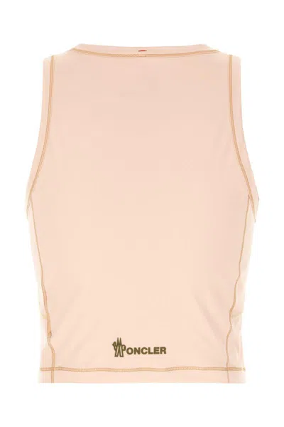 Moncler Sleeveless Round Neck Top With Contrast Stitching In Pink