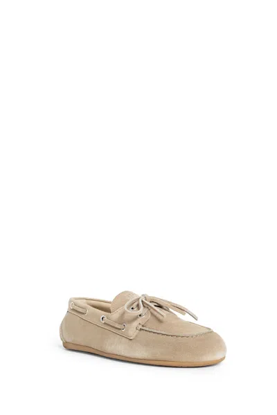 Miu Miu Ecru Suede Calf Leather Loafers