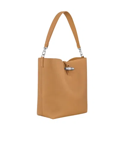 Longchamp M Le Roseau In Walnut Colour Hobo Bag