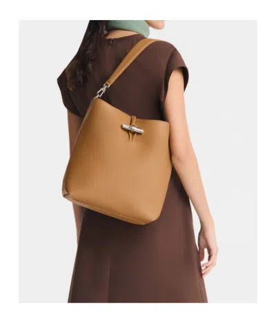 Longchamp M Le Roseau In Walnut Colour Hobo Bag