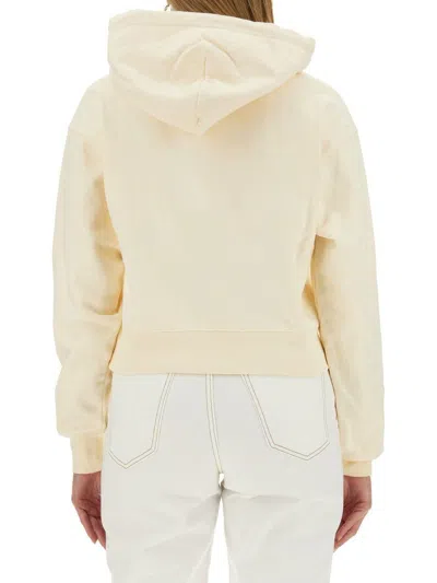 Jacquemus Cotton Hoodie With Drawstring Hood And Ribbed Details In Neutral