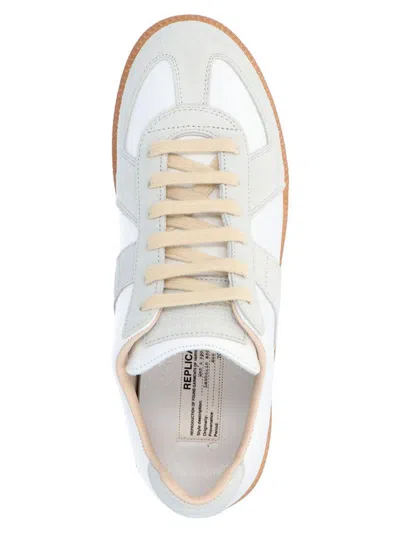 Maison Margiela Women Replica Low-top Leather Sneakers With Suede Inserts In White