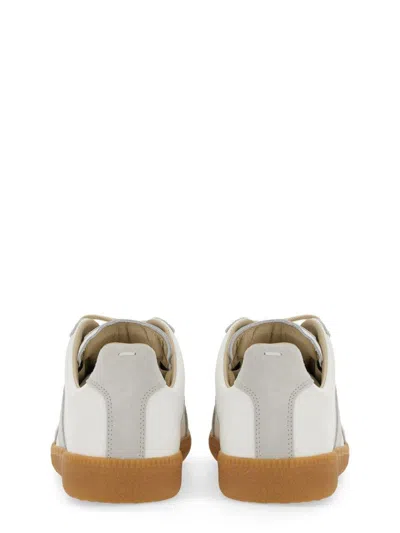 Maison Margiela Women Replica Low-top Leather Sneakers With Suede Inserts In White