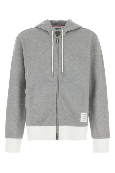 Thom Browne Felpa In Cotone Grigio Uomo