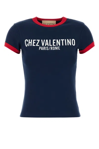 Valentino Crew Neck Cotton T-shirt With Contrast Trim