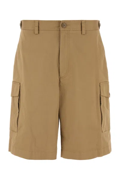 Moncler Cappuccino Stretch Cotton Bermuda Shorts In Neutral