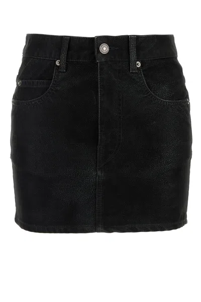 Isabel Marant Étoile Isabel Marant Etoile Black Synthetic Leather Kimmy Mini Skirt In Black
