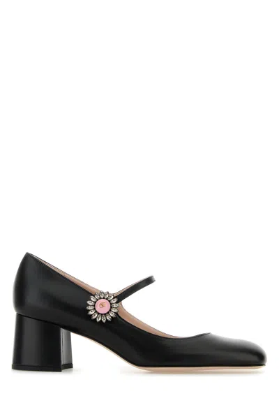 Valentino Leather Block Heel Pumps With Embellished Detail