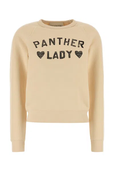 Valentino Graphic Print Cotton Sweatshirt With Raglan Sleeves In Neutral