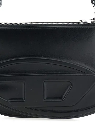 Diesel '1dr Twin' Black Shoulder Bag With Adjustable And Removable Shoulder Strap In Leather Woman