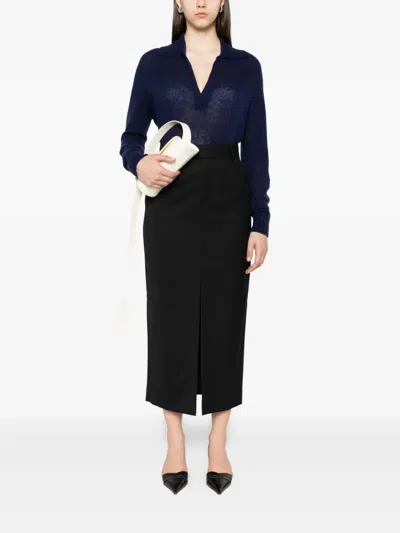 Anine Bing Bar Silk Skirt In Black In Black