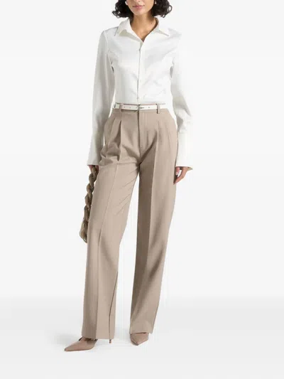 Manière De Voir Pleated High-rise Trousers In Brown