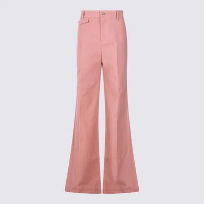 Chloé Cotton High Waist Flared Trousers With Back Pockets