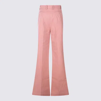 Chloé Cotton High Waist Flared Trousers With Back Pockets